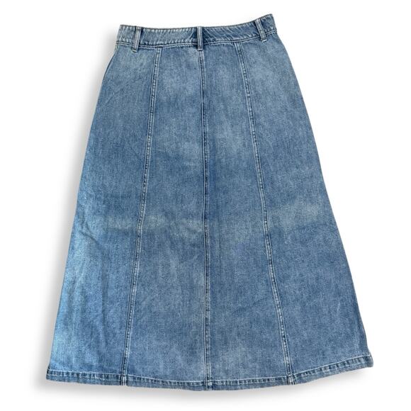 GAP Denim Women’s Button Front Midi Skirt Blue A-Line Stretch Size 29 - Picture 3 of 7